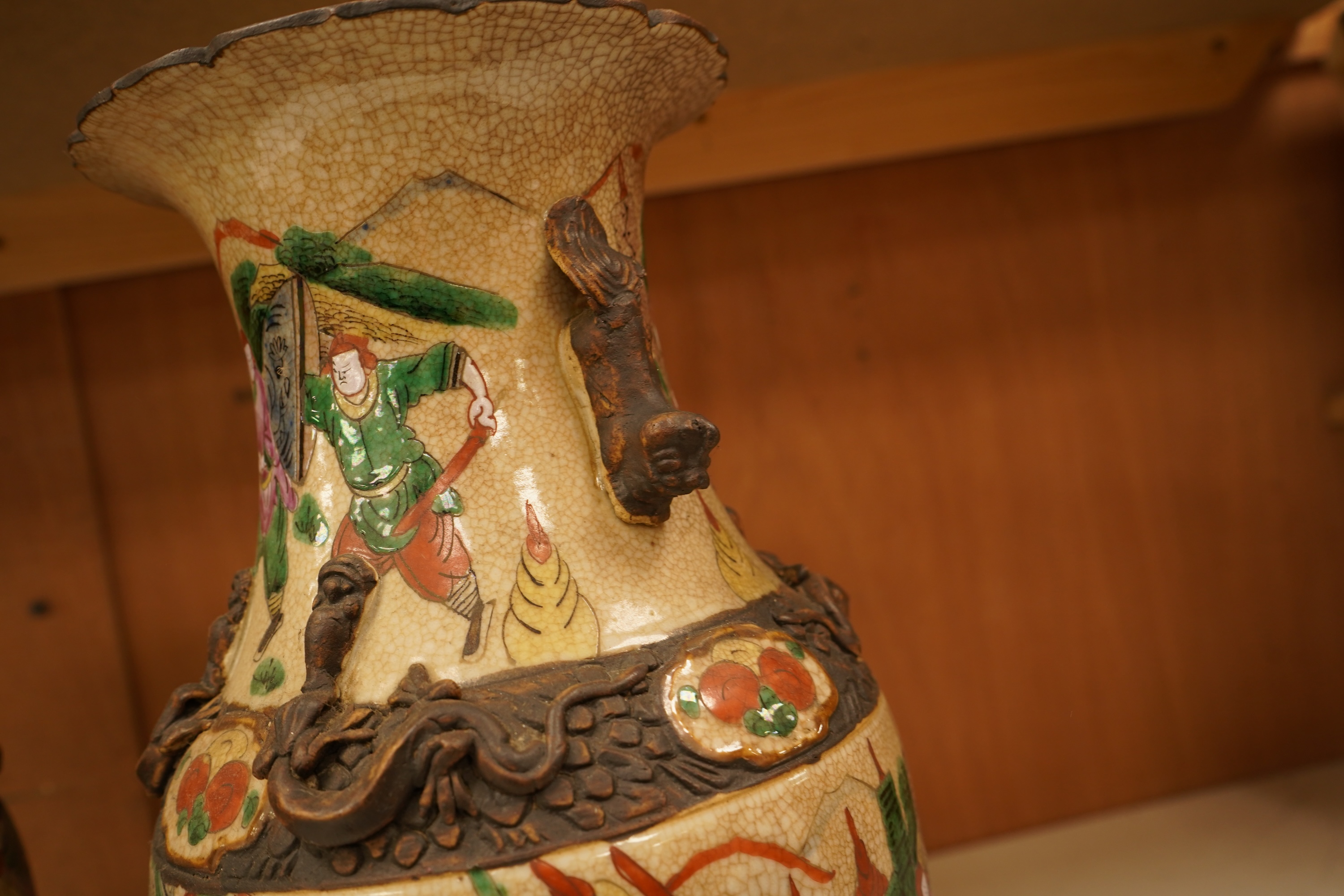 A pair of 19th century Chinese crackle glaze vases, 36cm